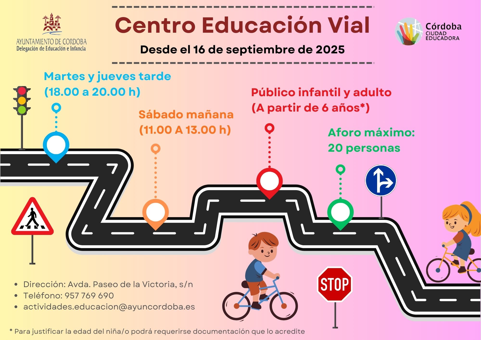 Cartel horario Educación Vial 2025