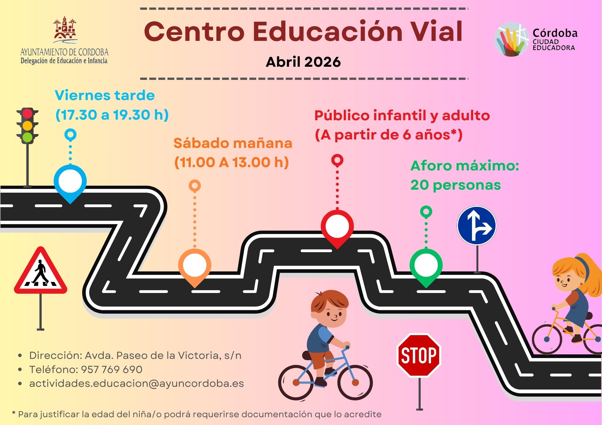 Nuevo horario Centro de Educación Vial Abril 2026