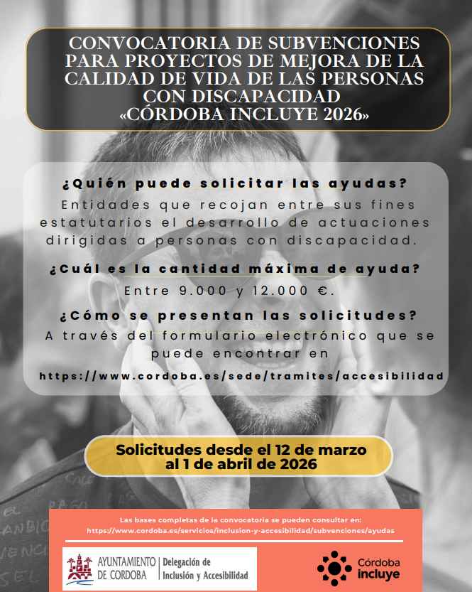 Convocatoria de subvenciones para proyectos de mejora de la calidad de vida de las personas con discapacidad