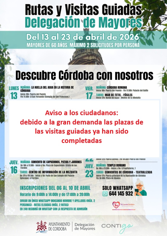 Rutas y visitas guiadas: plazas completadas
