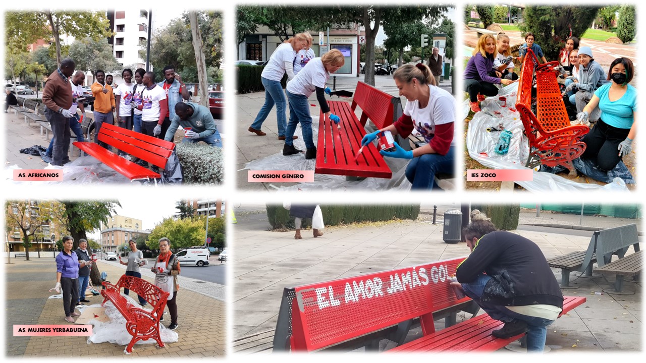 1PS25 N fotos pintura bancos rojos Poniente Sur