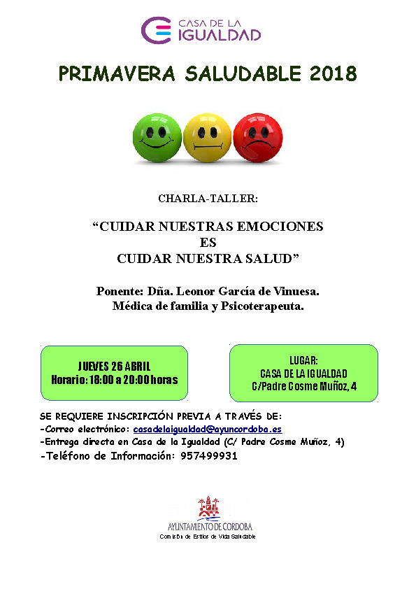 Cartel Charla-Taller Cuidar nuestras emociones es cuidar nuestra salud