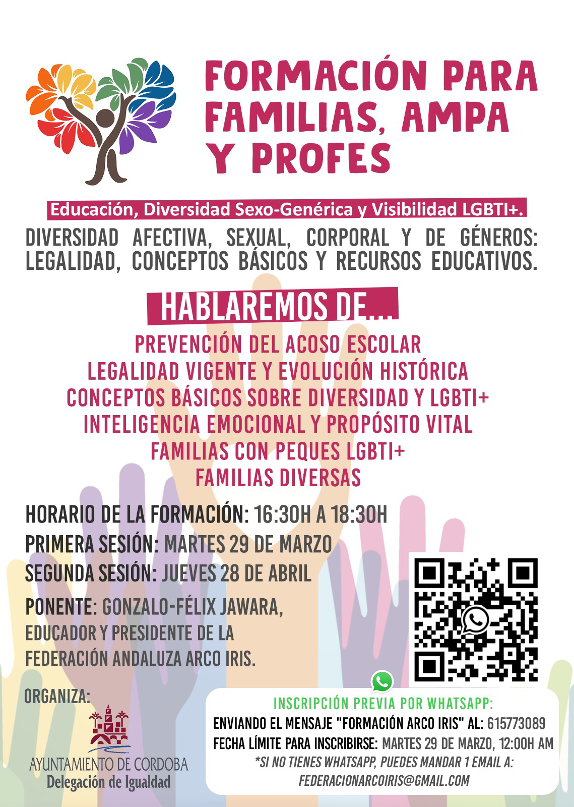 Cartel Formación para familias, AMPA y profes
