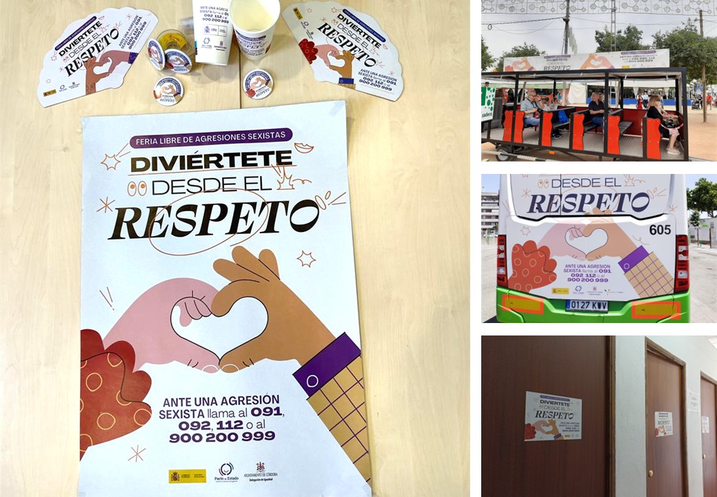 collage de fotografías de la campaña publicitaria Feria libre de agresiones sexistas diviértete desde el respeto 
